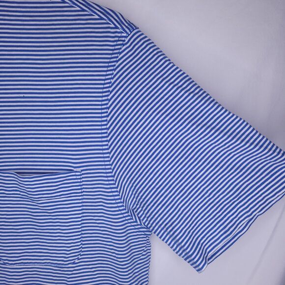 J Mclaughlin Polo Shirt Mens Large Striped Blue, White Pima Cotton Golf - Picture 4 of 11